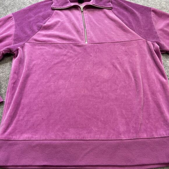 Wild Fable Velour 1/4 Zip Pullover Sweatshirt Purple Magenta Sz Medium Oversized - Picture 4 of 11